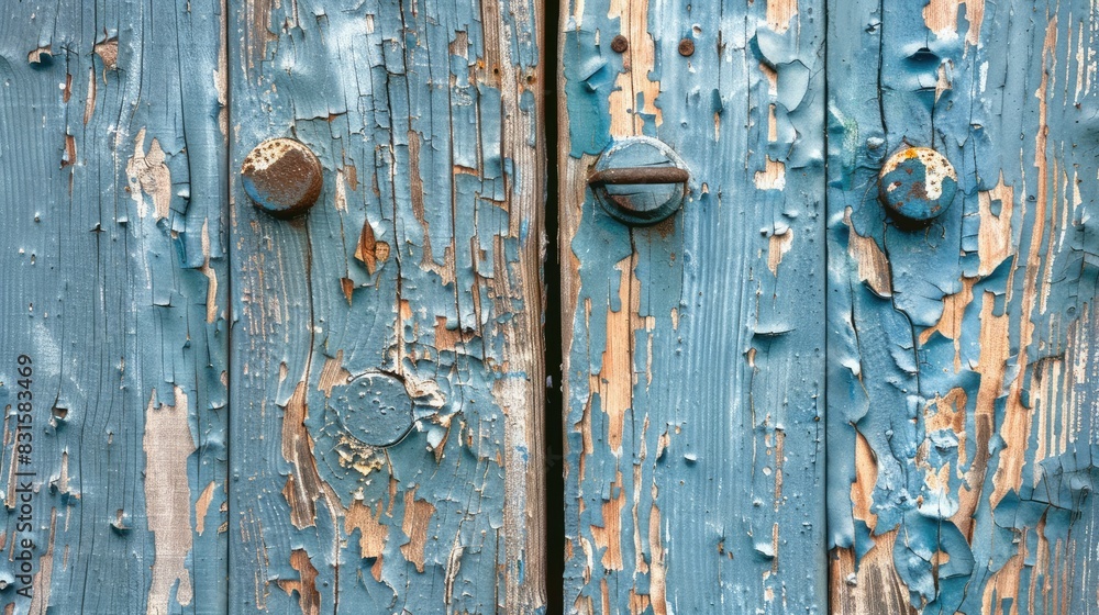 Texture of an aged door with peeling wooden paint Texture of an aged door with peeling wooden paint