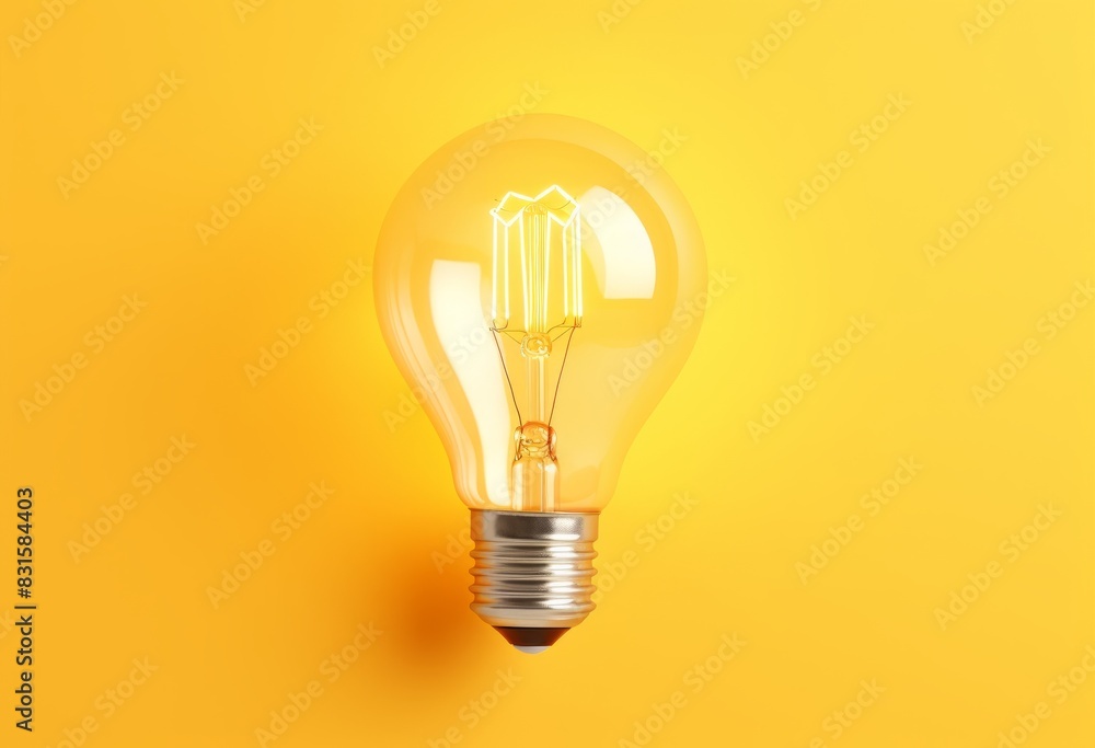 Light bulb on yellow background. Idea concept.