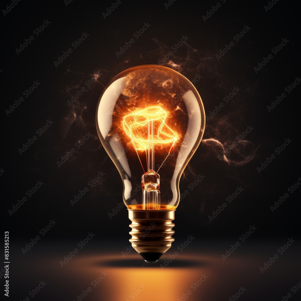Glowing light bulb on dark background. Innovation concept. Glowing light bulb on dark background. Innovation concept.