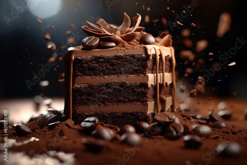 chocolate cake with nuts, generative ai