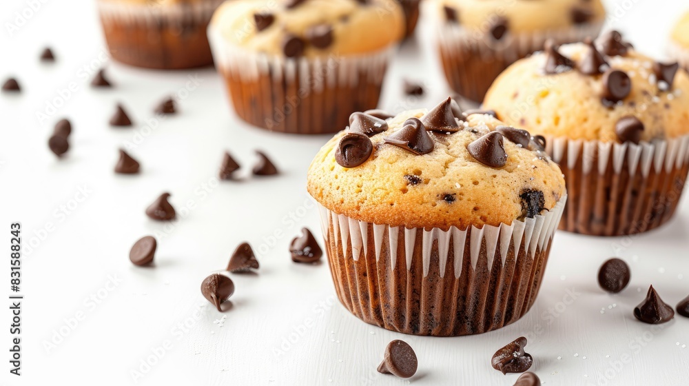 Muffins in close up on a white background Muffins in close up on a white background