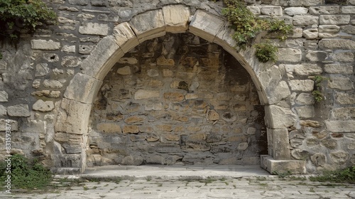 Background Stone Rustic stone archway with a broad area for advertisements or promotional content.