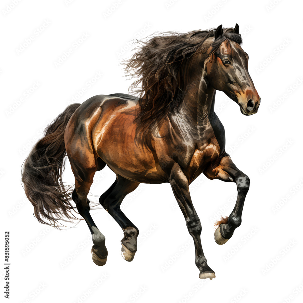 Obraz premium Brown horse isolated on transparent background, cut out, png