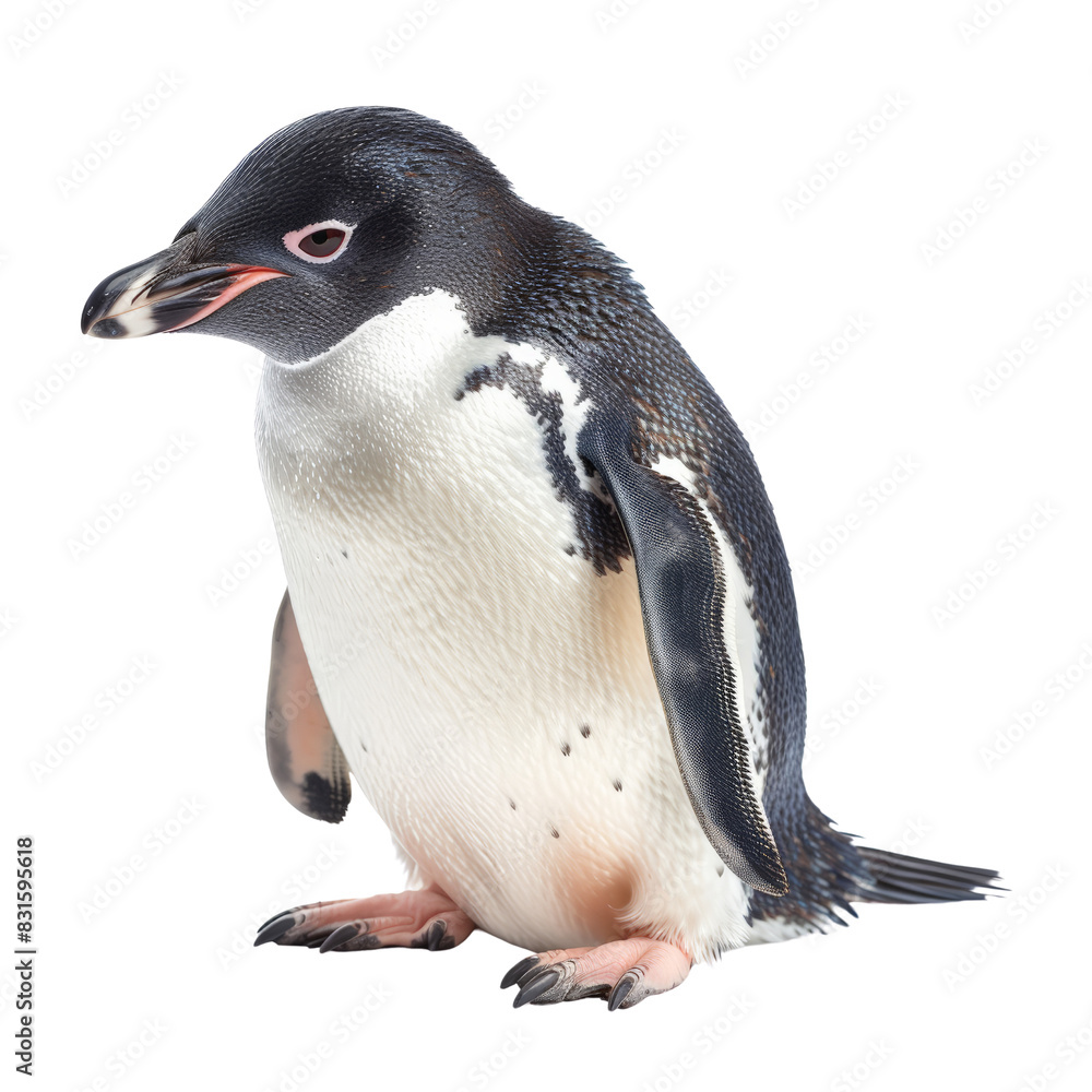 Fototapeta premium Full body Humboldt penguin isolated on transparent background, cut out, png