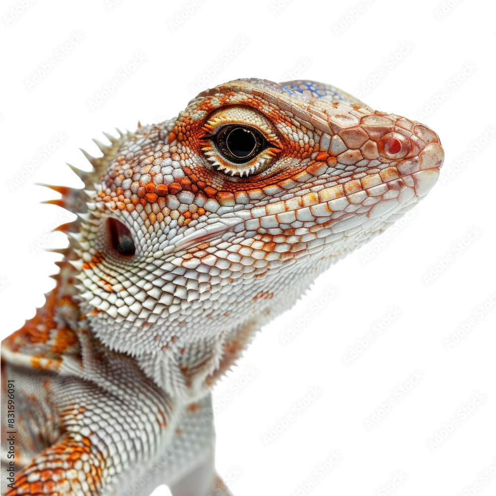 Fototapeta premium Close up of garden lizard isolated on transparent background, cut out, png