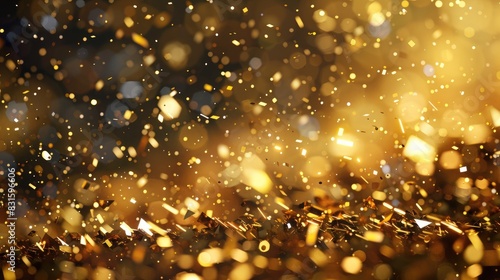 Golden Colored Particle Confetti on Backgrounds