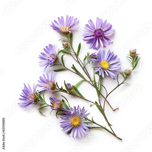 Aster on White Background. Beautiful Aster Flower