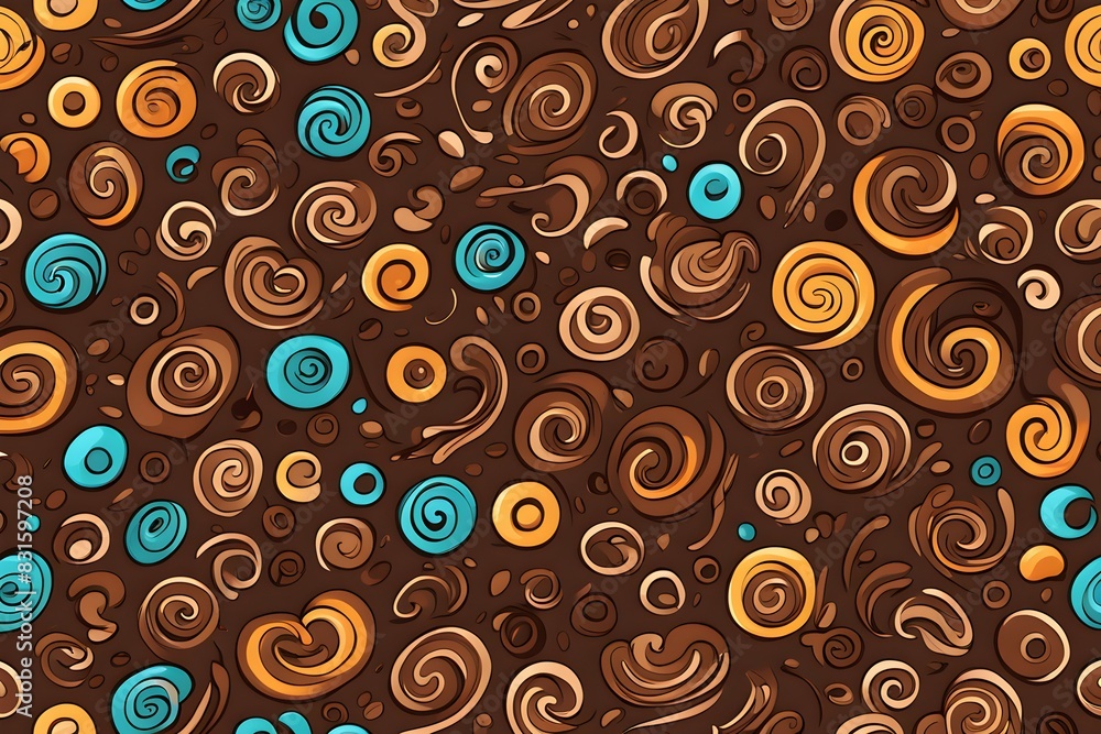 A brown and blue swirl pattern with a lot of circles A brown and blue swirl pattern with a lot of circles