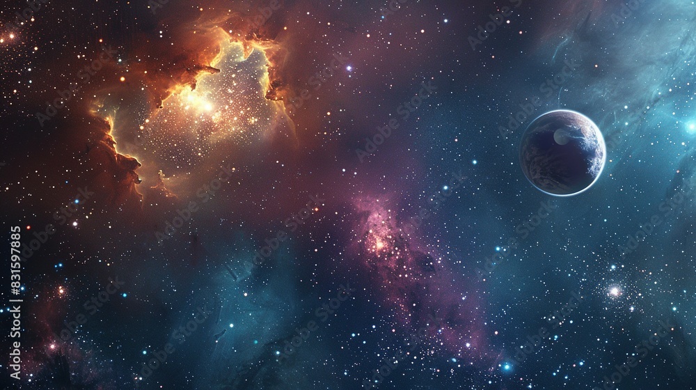 Galaxy with Nebula and Stars: Outer Space Background