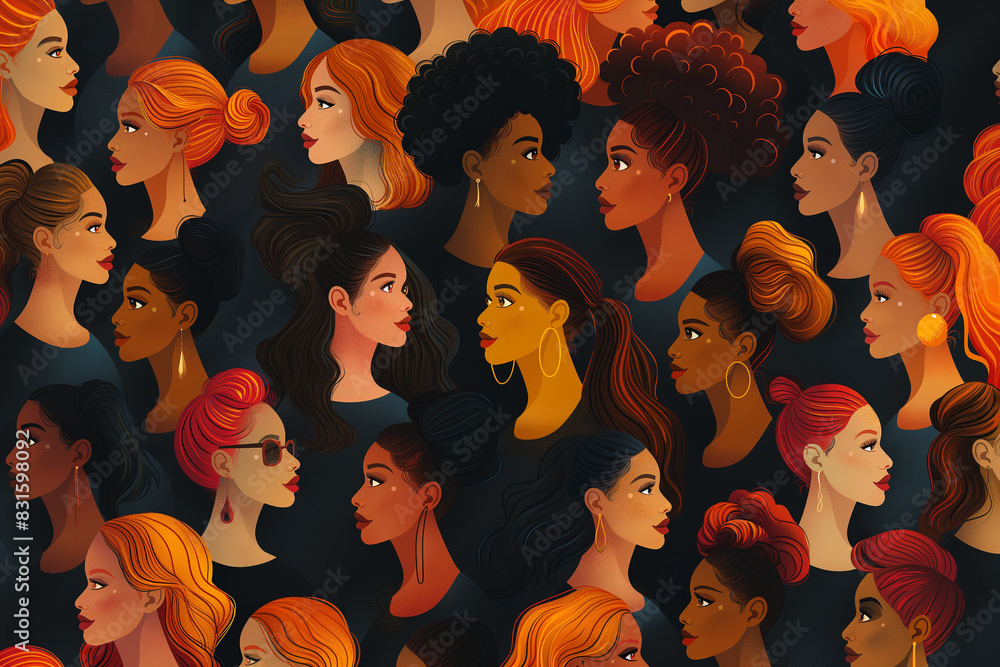 “Mosaic of Diversity - A Tapestry of Human Profiles”, multiracial crowd. Concept illustration. “Mosaic of Diversity - A Tapestry of Human Profiles”, multiracial crowd. Concept illustration.