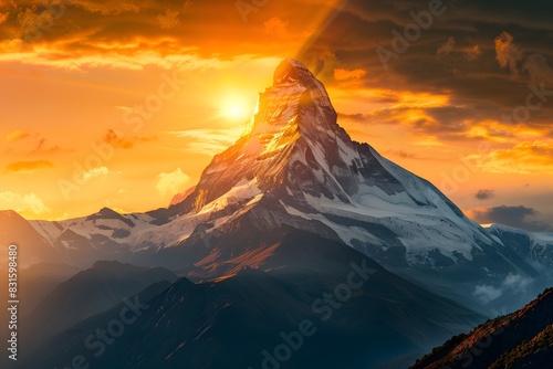 sunset in the mountains photo