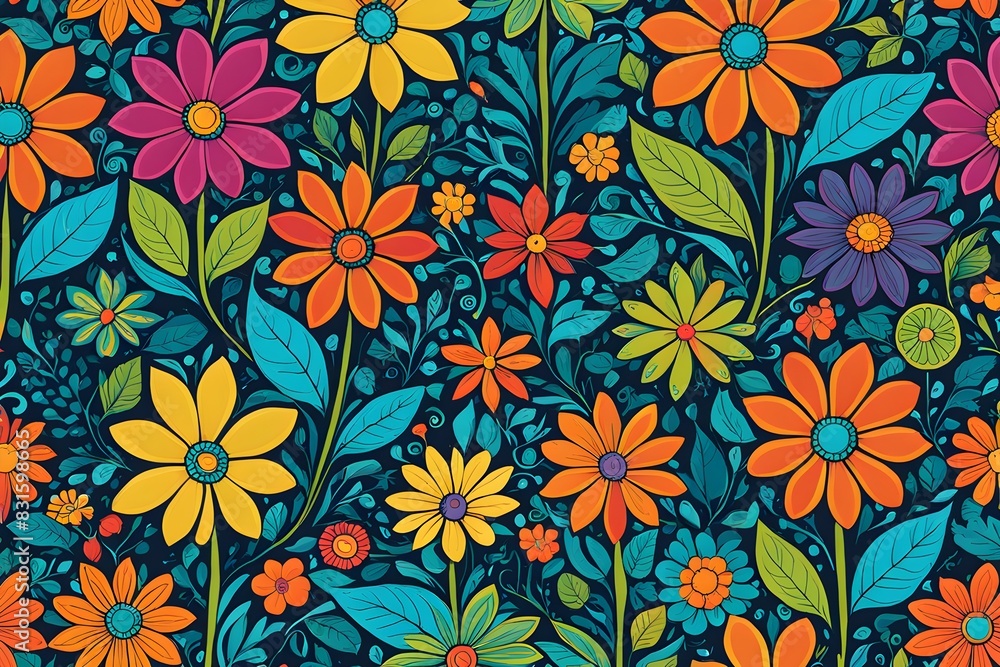 custom made wallpaper toronto digitalA colorful floral pattern with many different colored flowers