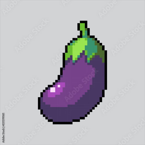 Pixel art illustration Eggplant. Pixelated Eggplant. Grocery Eggplant pixelated for the pixel art game and icon for website and video game. old school retro.