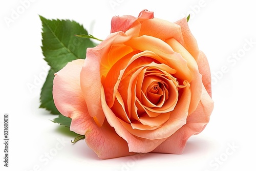 Orange Rose Isolated on White Background. Beautiful Rose Flower