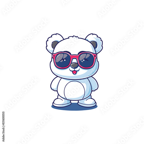 CUTE BEAR WITH GLASSES DESIGN VECTOR