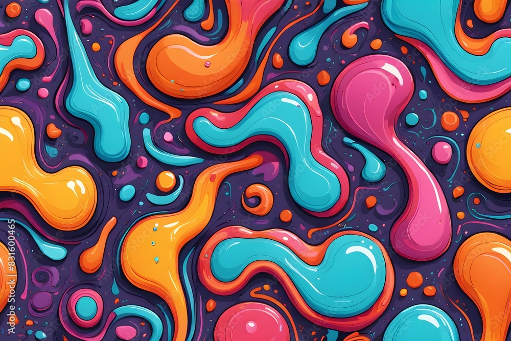 A colorful abstract painting with splatters of paint in various colors A colorful abstract painting with splatters of paint in various colors