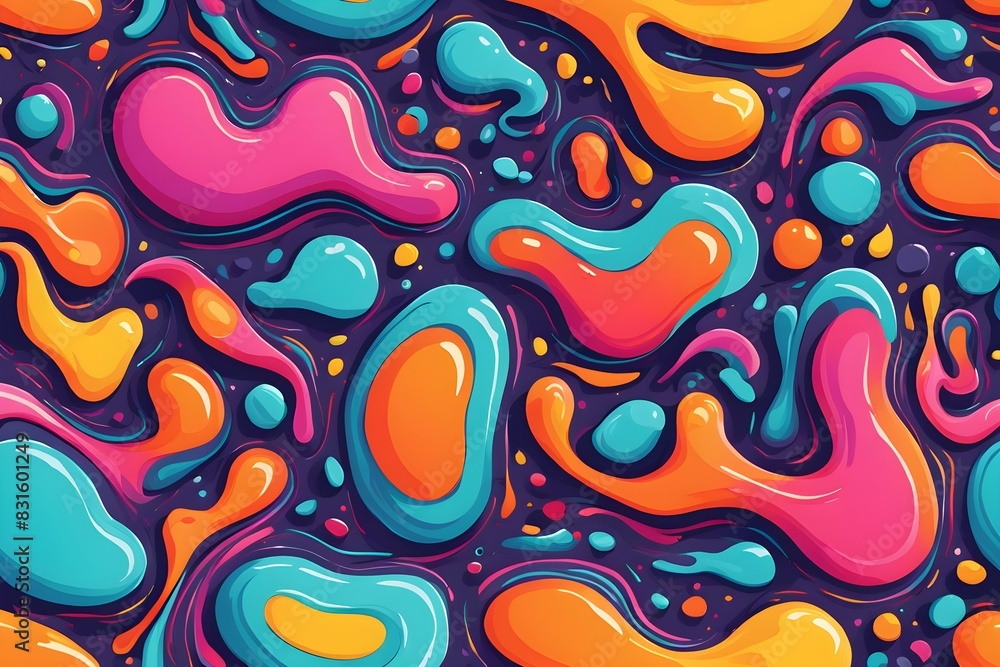 A colorful abstract painting with splatters of paint in various colors A colorful abstract painting with splatters of paint in various colors