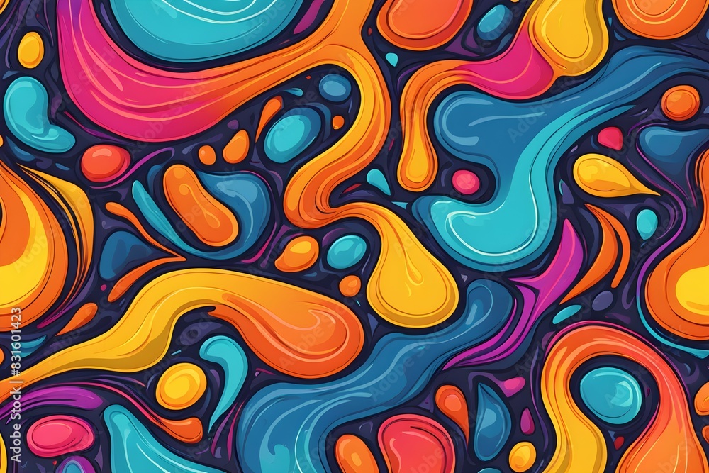 A colorful abstract painting with a lot of different colors and shapes A colorful abstract painting with a lot of different colors and shapes
