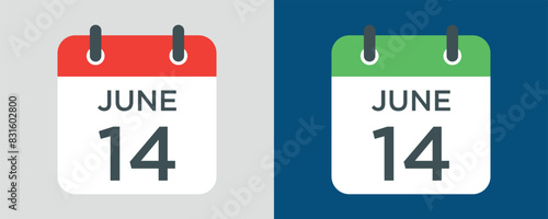 calendar - June 14 icon illustration isolated vector sign symbol