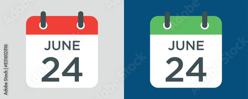 calendar - June 24 icon illustration isolated vector sign symbol