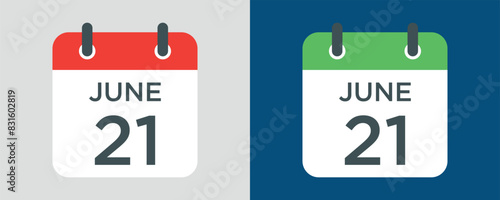 calendar - June 21 icon illustration isolated vector sign symbol