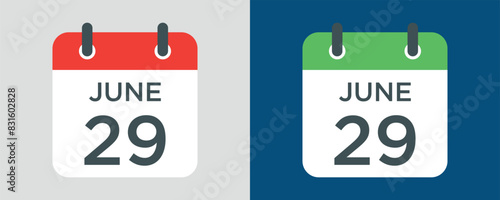 calendar - June 29 icon illustration isolated vector sign symbol