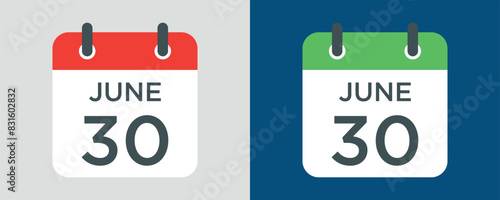 calendar - June 30 icon illustration isolated vector sign symbol