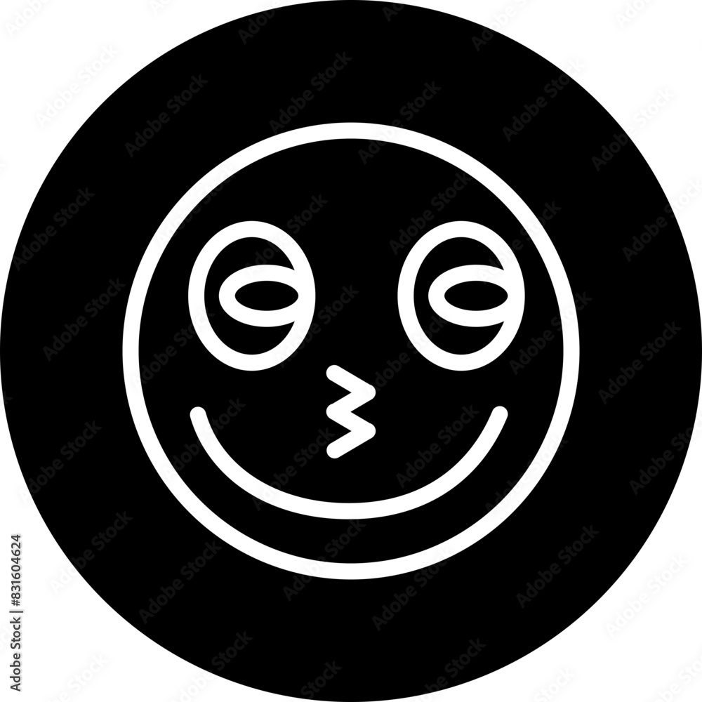 Naklejka premium emoji look side Line White Circle Black Icon Design