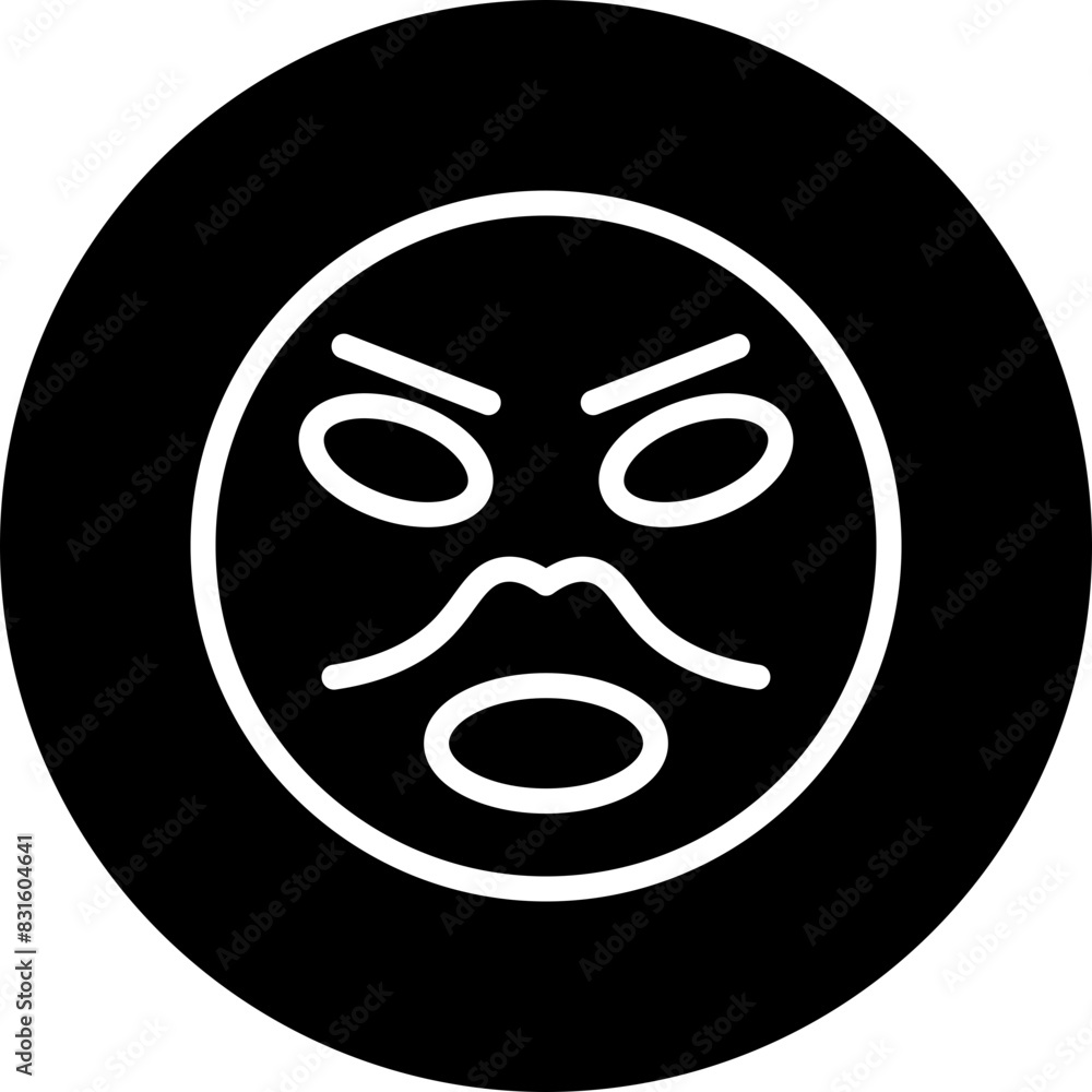 emoji angry man Line White Circle Black Icon Design emoji angry man Line White Circle Black Icon Design