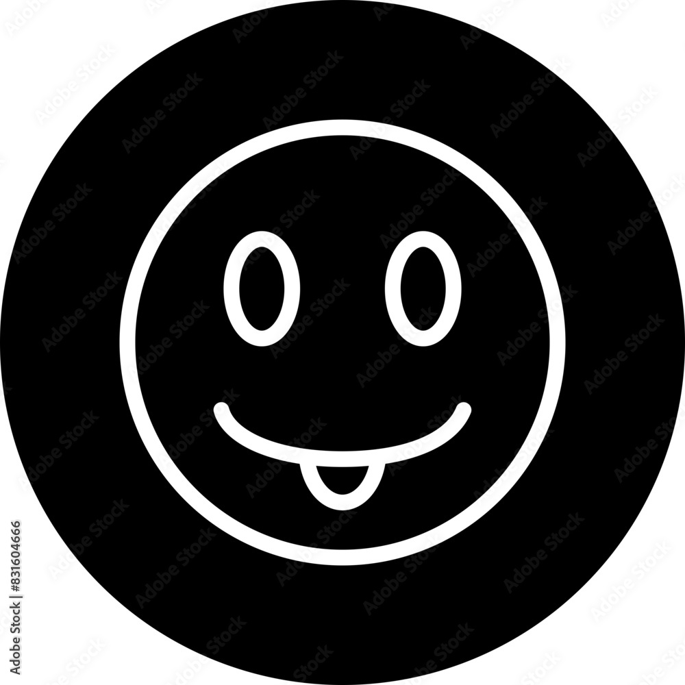 emoji tongue out Line White Circle Black Icon Design emoji tongue out Line White Circle Black Icon Design