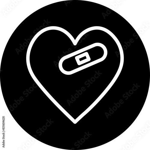 emoji Injured Heart Line White Circle Black Icon Design