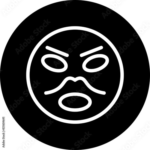emoji angry man Line White Circle Black Icon Design