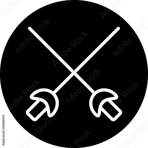 fencing Line White Circle Black Icon Design