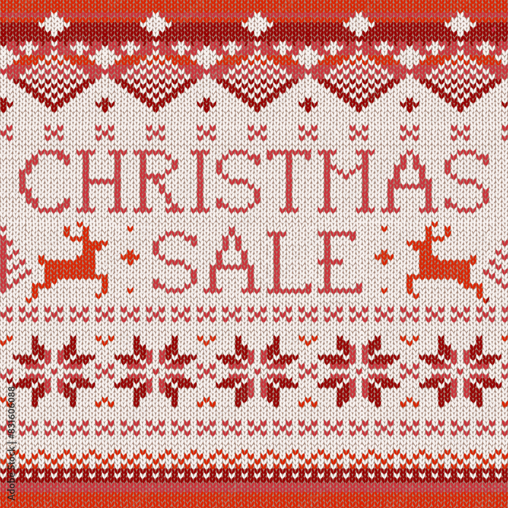 Ugly Sweater style seamless pattern with text. Merry Christmas party outfit. Vector illustration Handmade knitted background with christmas tree, snowflake, scandinavian decor. White, red colored Ugly Sweater style seamless pattern with text. Merry Christmas party outfit. Vector illustration Handmade knitted background with christmas tree, snowflake, scandinavian decor. White, red colored