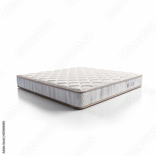 White modern mattress isolated on white background 3D rendering