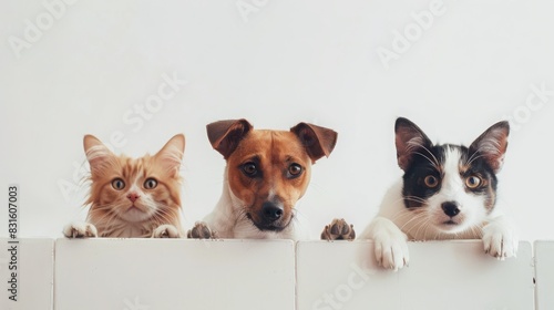 Playful Domestic Cats and Dogs Interacting in a Cozy Home Environment. Adorable Pets Having Fun Together Indoors, Showcasing Pet Companionship and Friendship