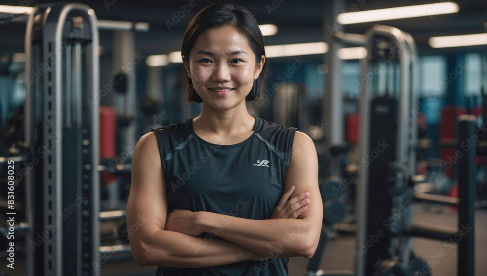Confident Individual Young Woman in Modern Gym Facility Confident Individual Young Woman in Modern Gym Facility