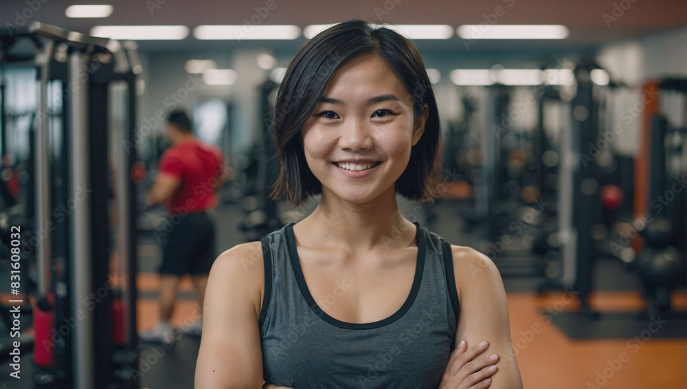 Confident Individual Young Woman in Modern Gym Facility Confident Individual Young Woman in Modern Gym Facility