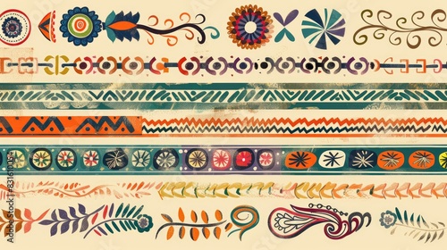 Doodle style border patterns in raster format photo