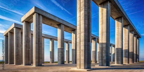 Concrete columns standing tall under a clear sky photo