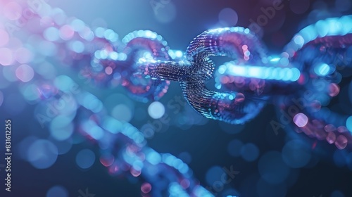 Delicate lines connecting robust blocks portraying the delicate balance of data security in blockchain.