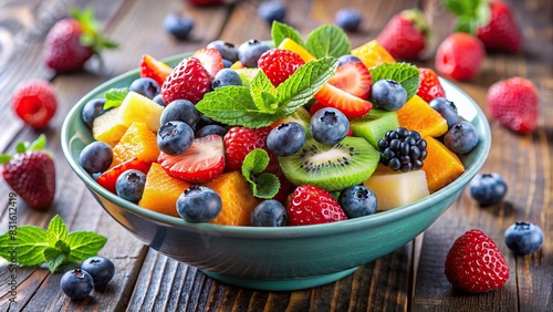 Fresh and vibrant fruit salad with blueberries