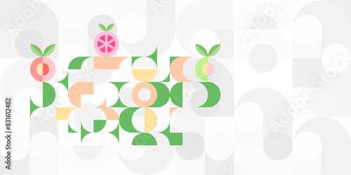 幾何学 抽象 サークル パターン レトロ 野菜 果物 背景