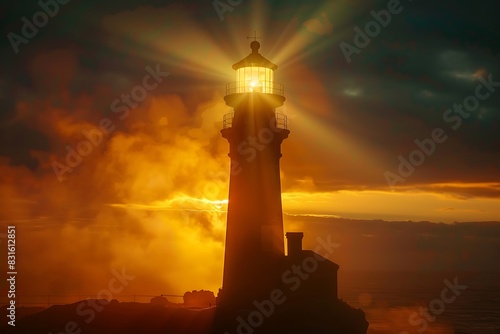 Beaming lighthouse emoji with rotating light