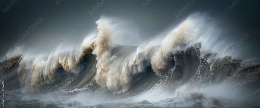 Fototapeta premium Abstract Stormy Sea With Jagged Waves, Background