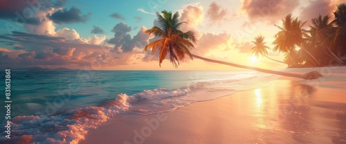 Abstract Tropical Beach With Surreal  Vibrant Colors  Background