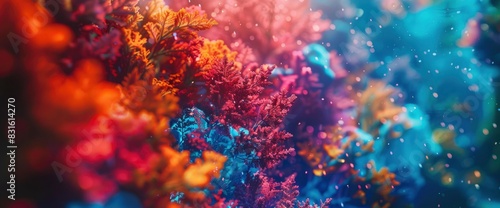 Abstract Underwater Scene With Vibrant, Glowing Corals, Background © NeuroPix