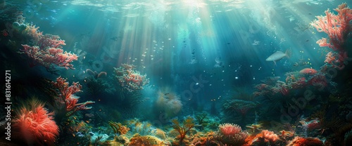 Abstract Underwater Scene With Vibrant Corals, Background © NeuroPix