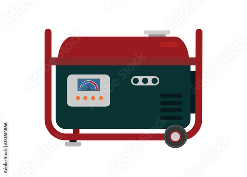 Portable power generator engine. Simple flat illustration