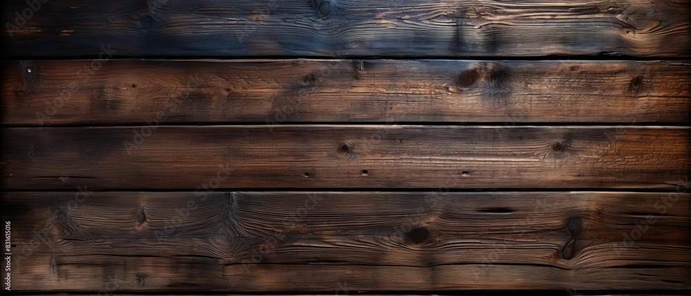 Obraz premium Dark weathered wooden texture with knots and imperfections